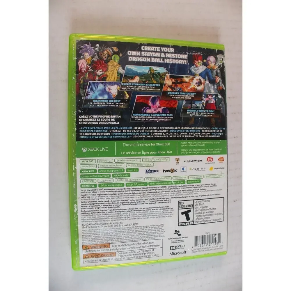 Dragon Ball XenoVerse (Microsoft Xbox 360, 2015) Authentic, tested/works